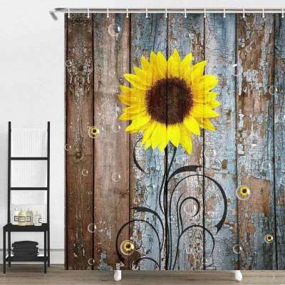 Sunflower Shower Curtain Rustic Set with Hooks Farmhouse Floral Flower Bathroom Bath Decor Profile Picture