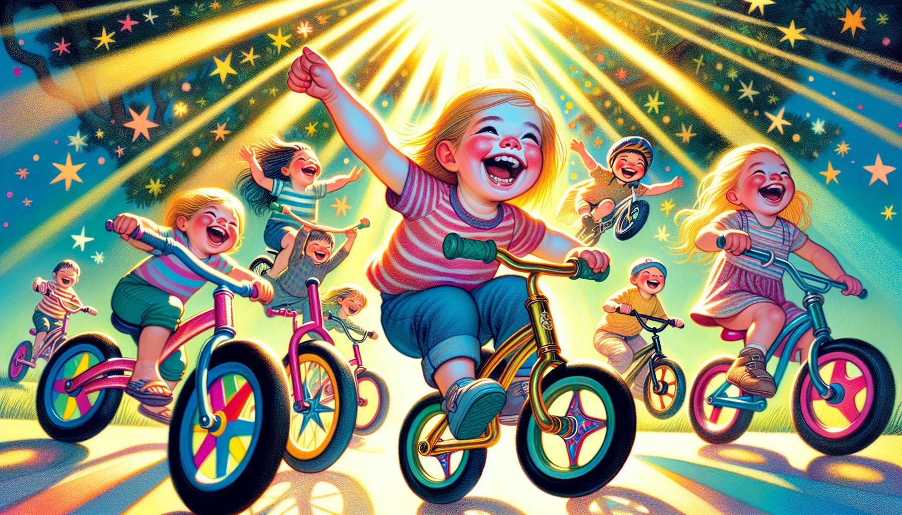 Kids riding balance bikes