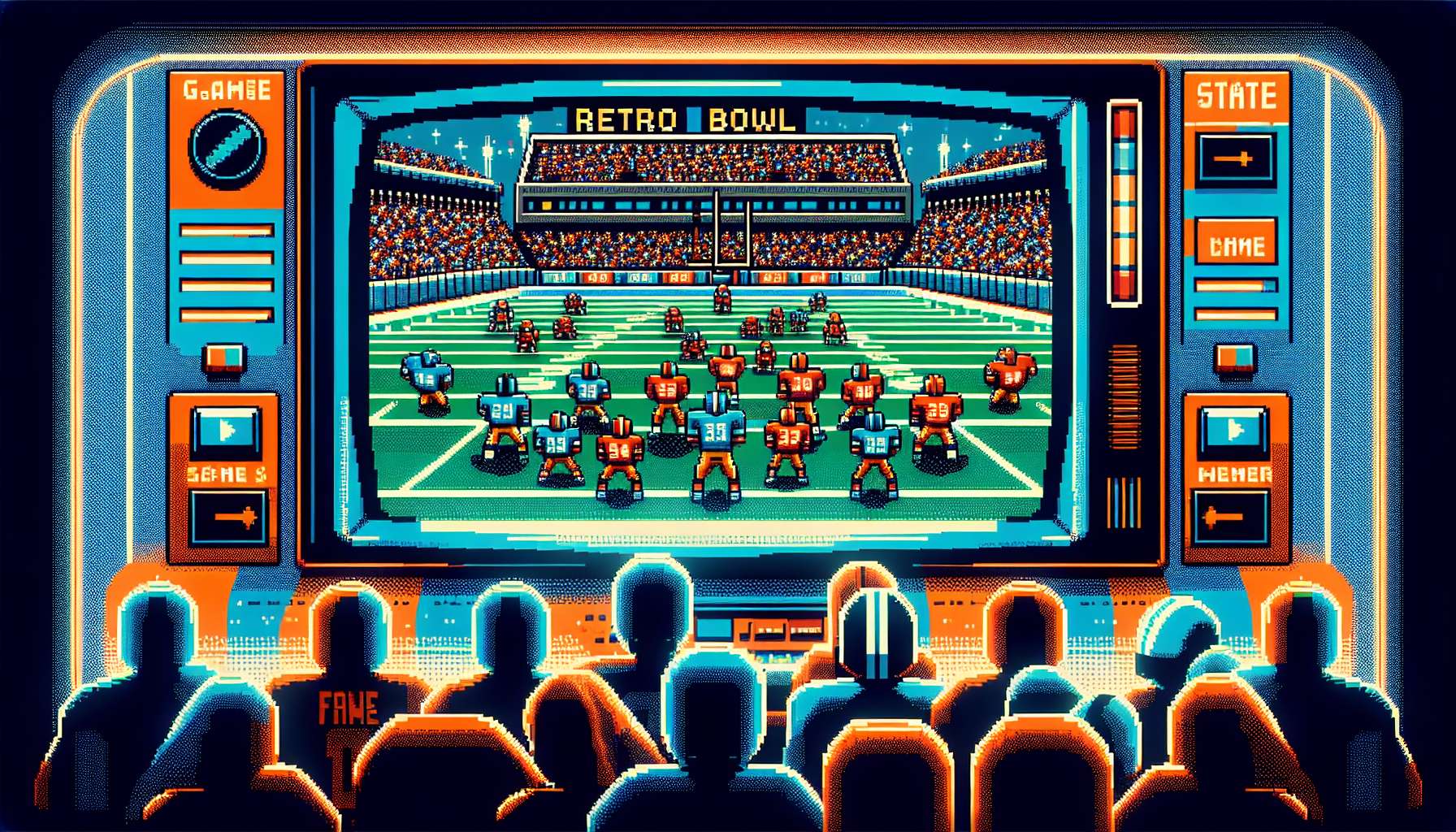 Illustration of Retro Bowl game featuring retro aesthetics