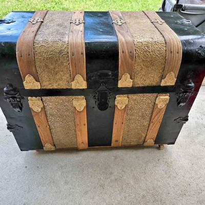 1800's gold & black steamer trunk Profile Picture