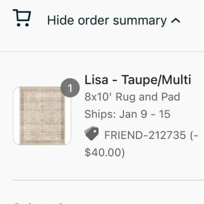 TUMBLE rug code- $40 off your order! Profile Picture